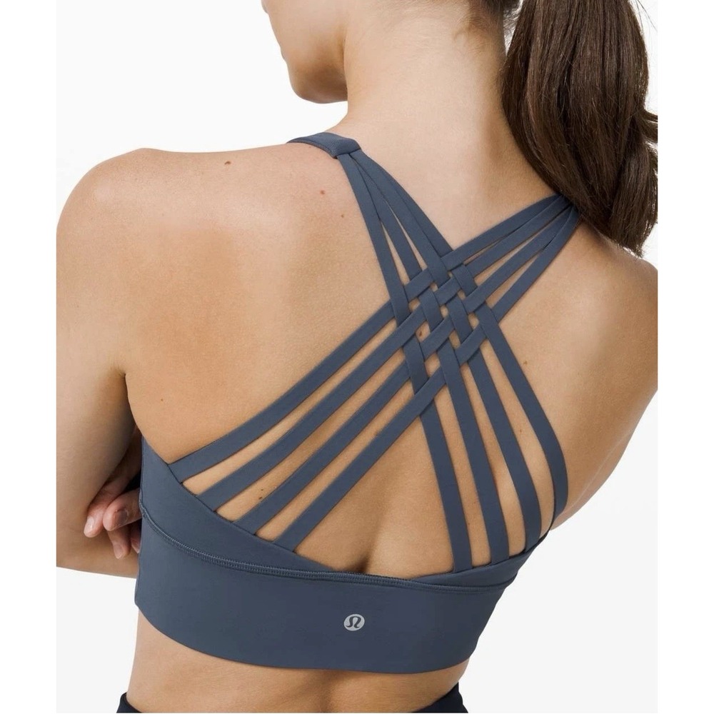 Lululemon Free To Be Moved Sports Bra Iron Blue Size 6 Luxtreme Crossback